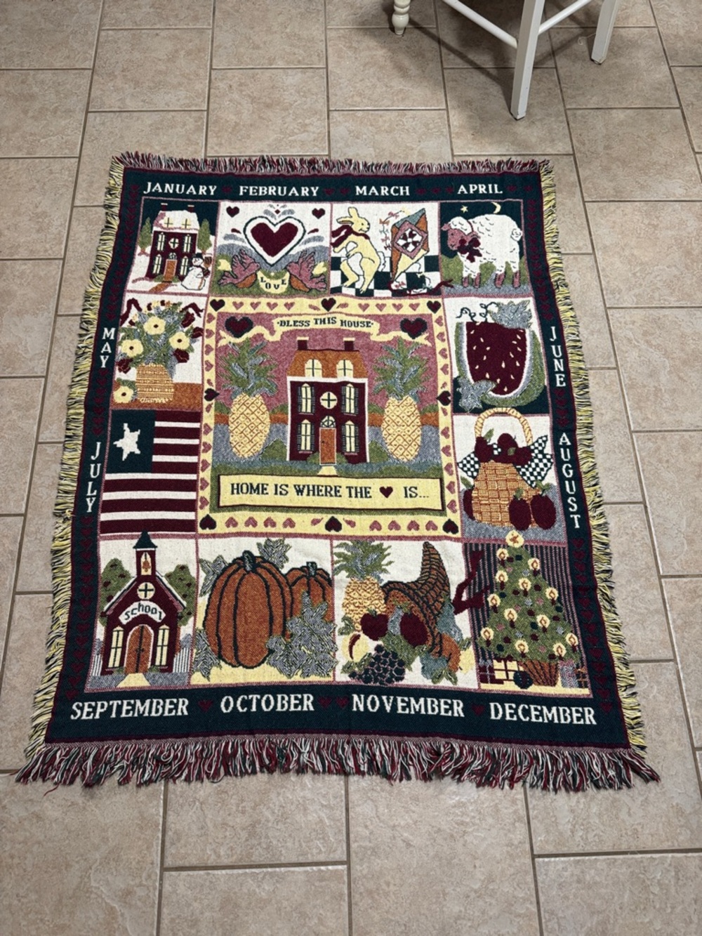 Home Holiday Tapestry Throw Blanket in Multi-Color
